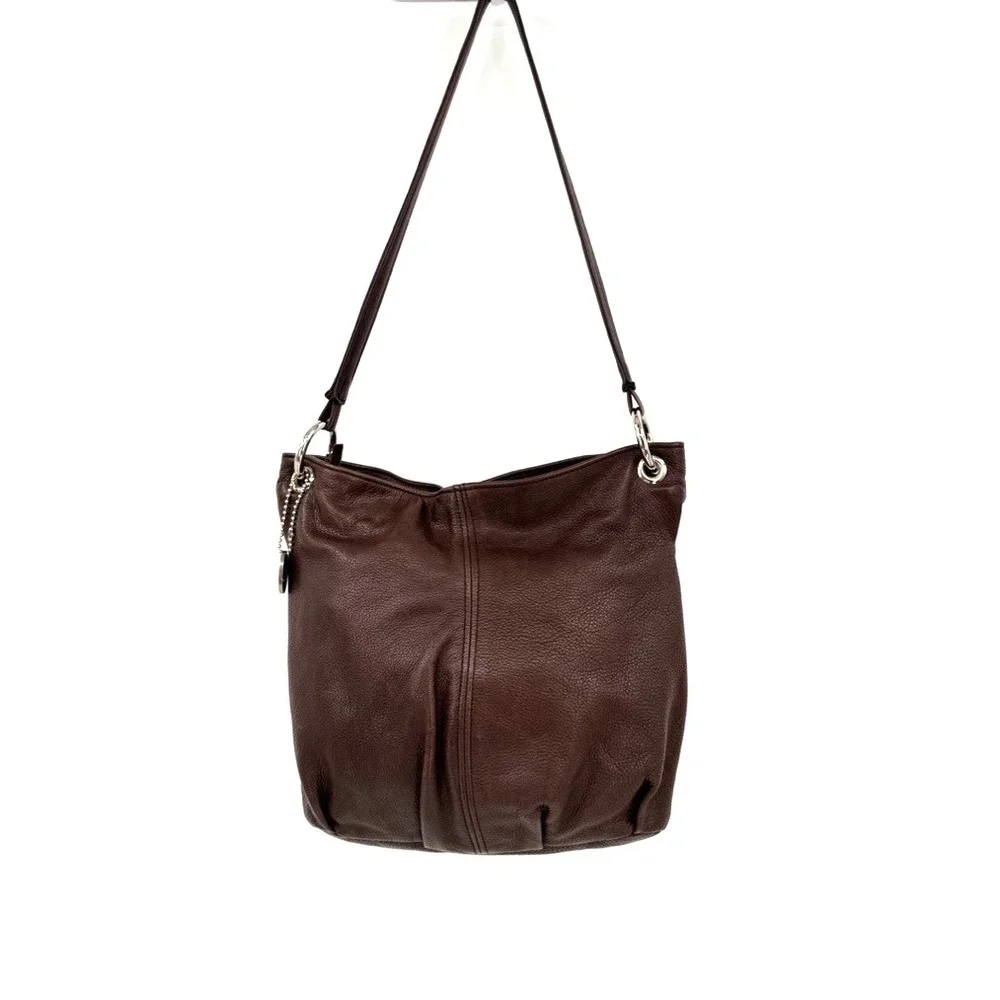 SAS Brown Leather Shoulder Bag Made In USA Soft Pebbled Leather Handbag - Picture 4 of 13
